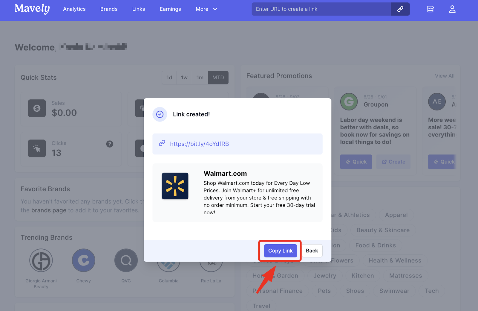 Copy link screenshot